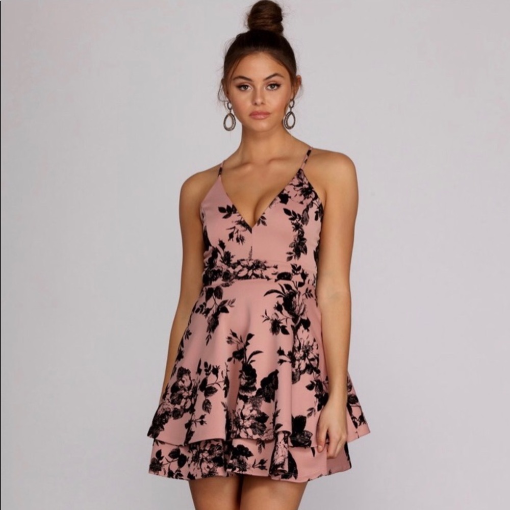 Windsor Flocked Floral Skater Dress